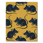 Whimsical Mustard Yellow Mouse Illustration Rug