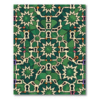 Emerald Star Geometric Keyhole Symmetry Rug