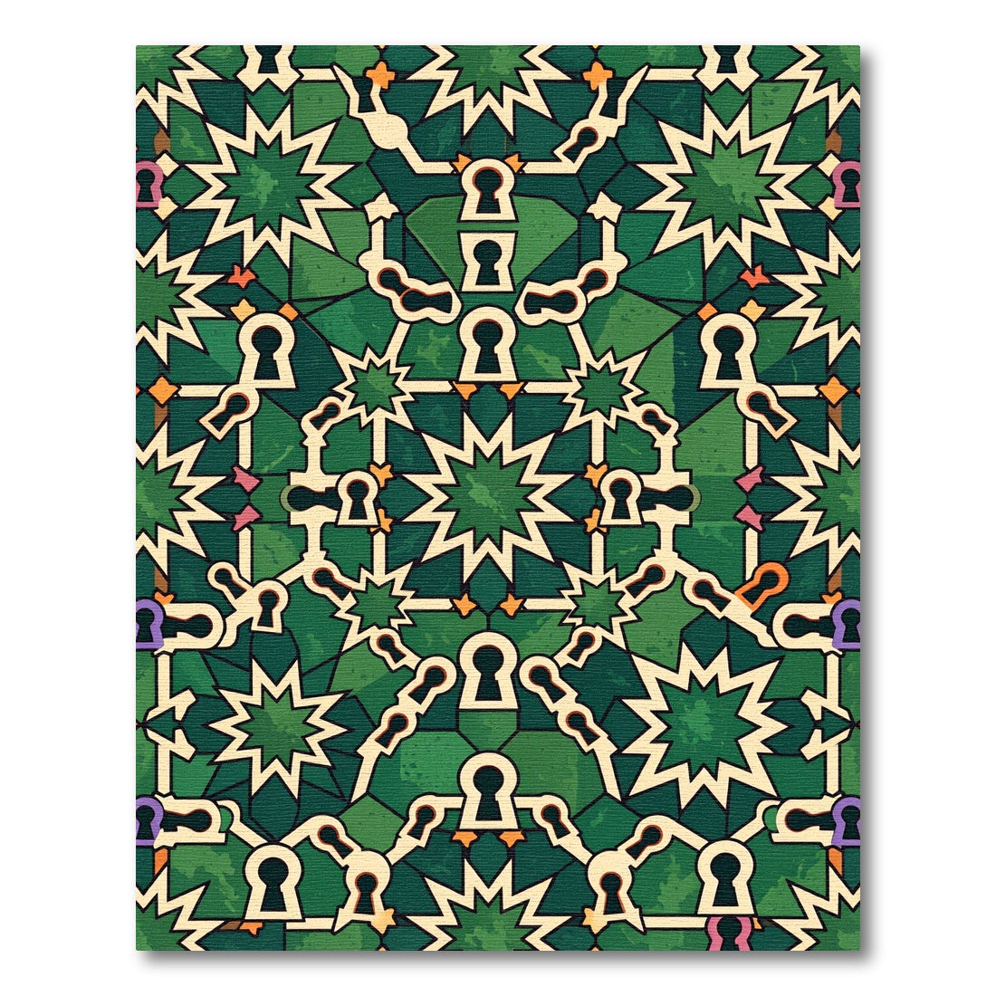 Emerald Star Geometric Keyhole Symmetry Rug