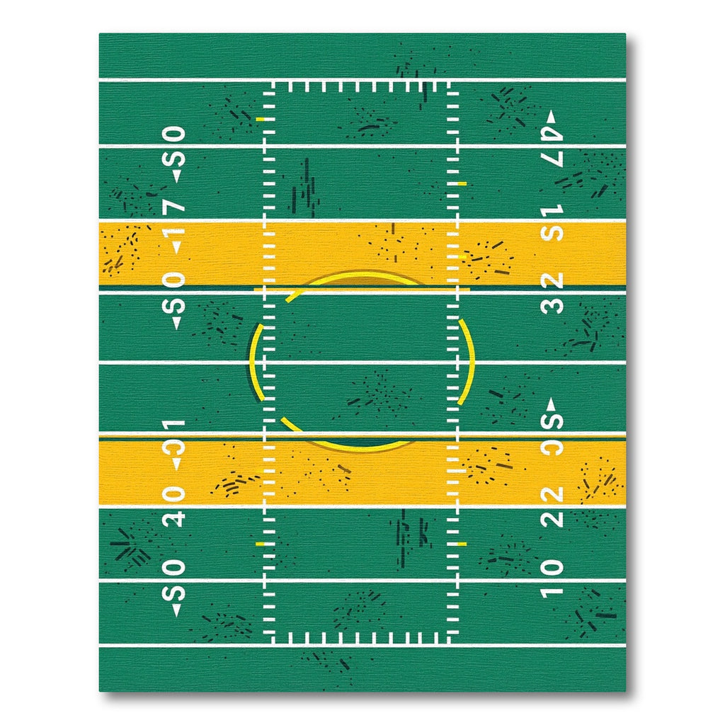 Green and Gold Grid Sports Field Rug