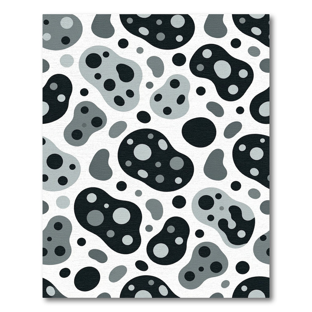 Monochrome Abstract Organic Polka Dot Rug