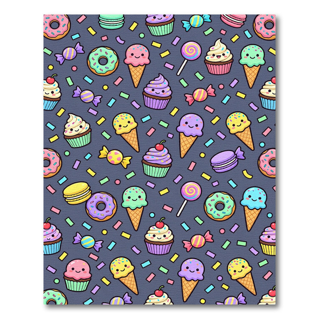 Cute Kawaii Pastel Sweets Charcoal Backdrop Rug