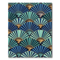 Art Deco Teal Blue Fan Mosaic Rug