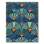 Art Deco Teal Blue Fan Mosaic Rug