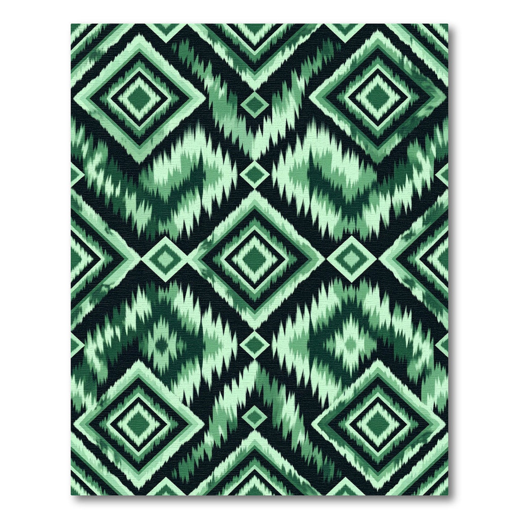 Shaded Green Diamond Ikat Stripe Rug