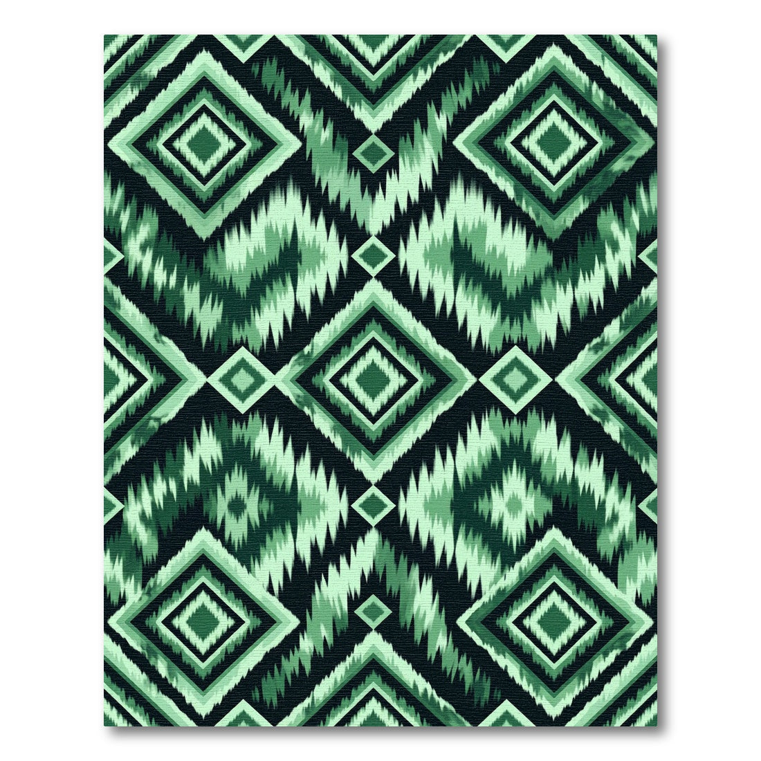 Shaded Green Diamond Ikat Stripe Rug