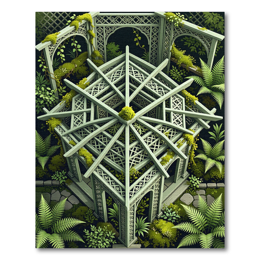 Mossy Trellis Garden Pavillion Perspective Rug