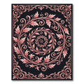 Rose Gold Floral Swirl Border Rug