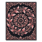 Rose Gold Floral Swirl Border Rug