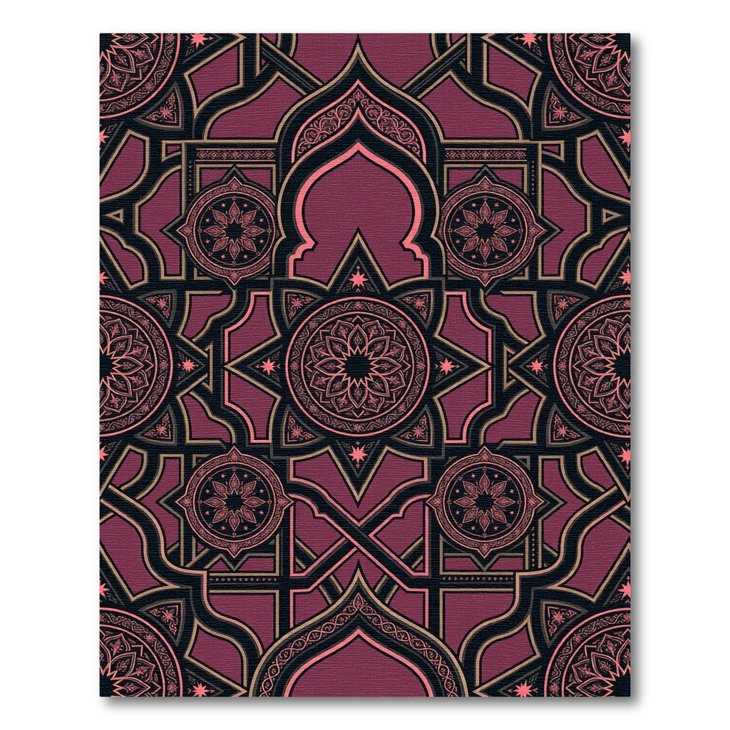 Ornate Plum Royal Geometric Star Tile Rug