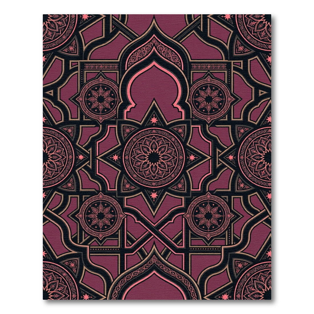 Ornate Plum Royal Geometric Star Tile Rug