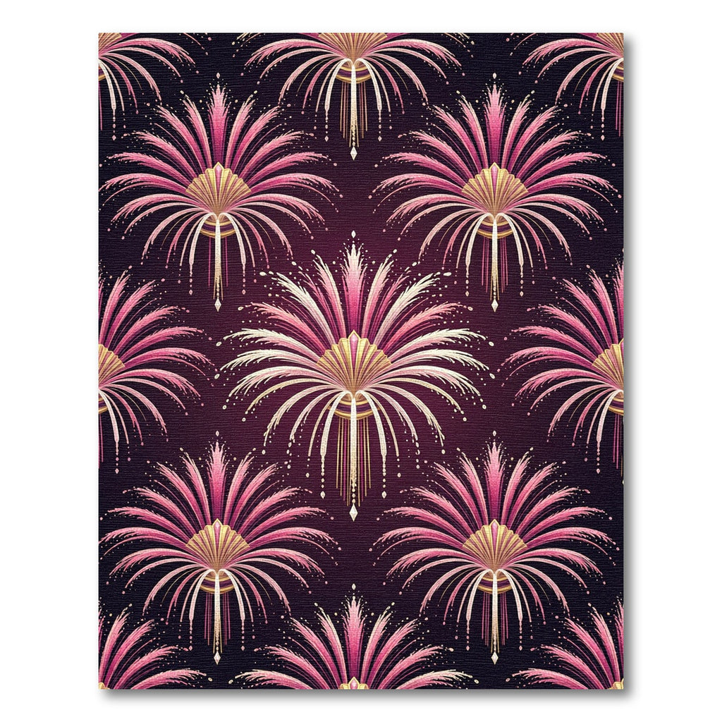 Radiant Pink Gold Art Deco Fan Rug