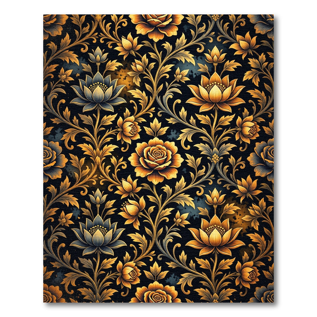 Golden Floral Vine Wallpaper Rug