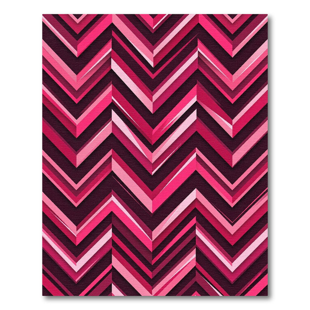 Vibrant Pink Chevron Layered Geometric Rug