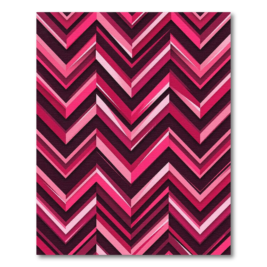 Vibrant Pink Chevron Layered Geometric Rug