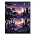 Ethereal Twilight Crescent Moon Castle Rug