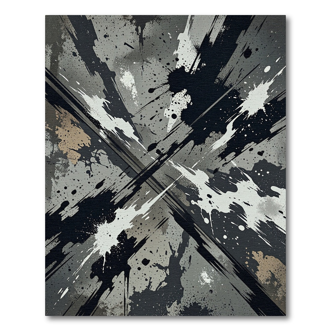 Monochrome Charcoal Ink Splash Abstract Rug