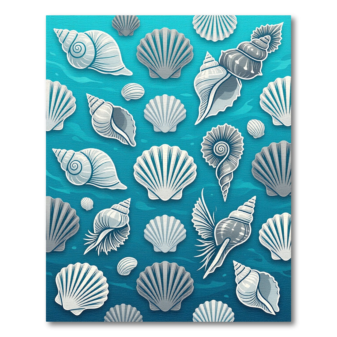 Aqua Blue Seashell Collection Rug