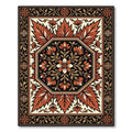 Crimson Floral Octagon Border Rug