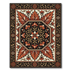 Crimson Floral Octagon Border Rug