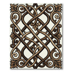 Ornate Bronze Interlocking Scrollwork Swirl Rug
