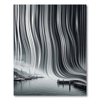 Monochrome Abstract Vertical Flow Waves Rug