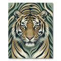 Golden Tiger Face Green Stripes Rug
