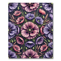Elegant Purple Pink Poppy Botanical Garden Rug