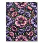 Elegant Purple Pink Poppy Botanical Garden Rug