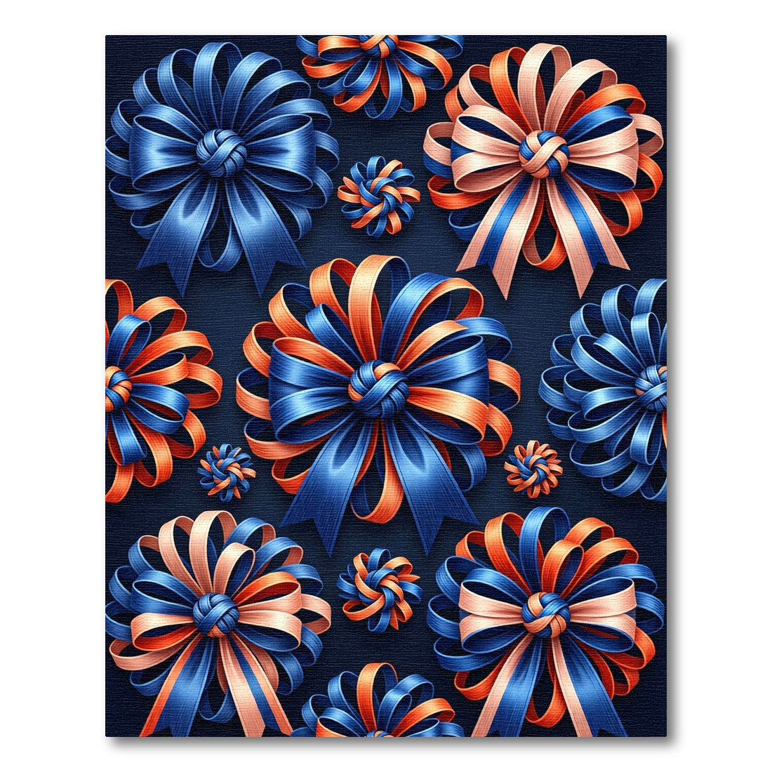 Blue and Orange Ribbon Bows Rug