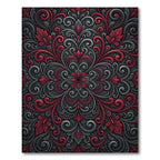 Midnight Crimson Ornate Scroll Medallion Rug
