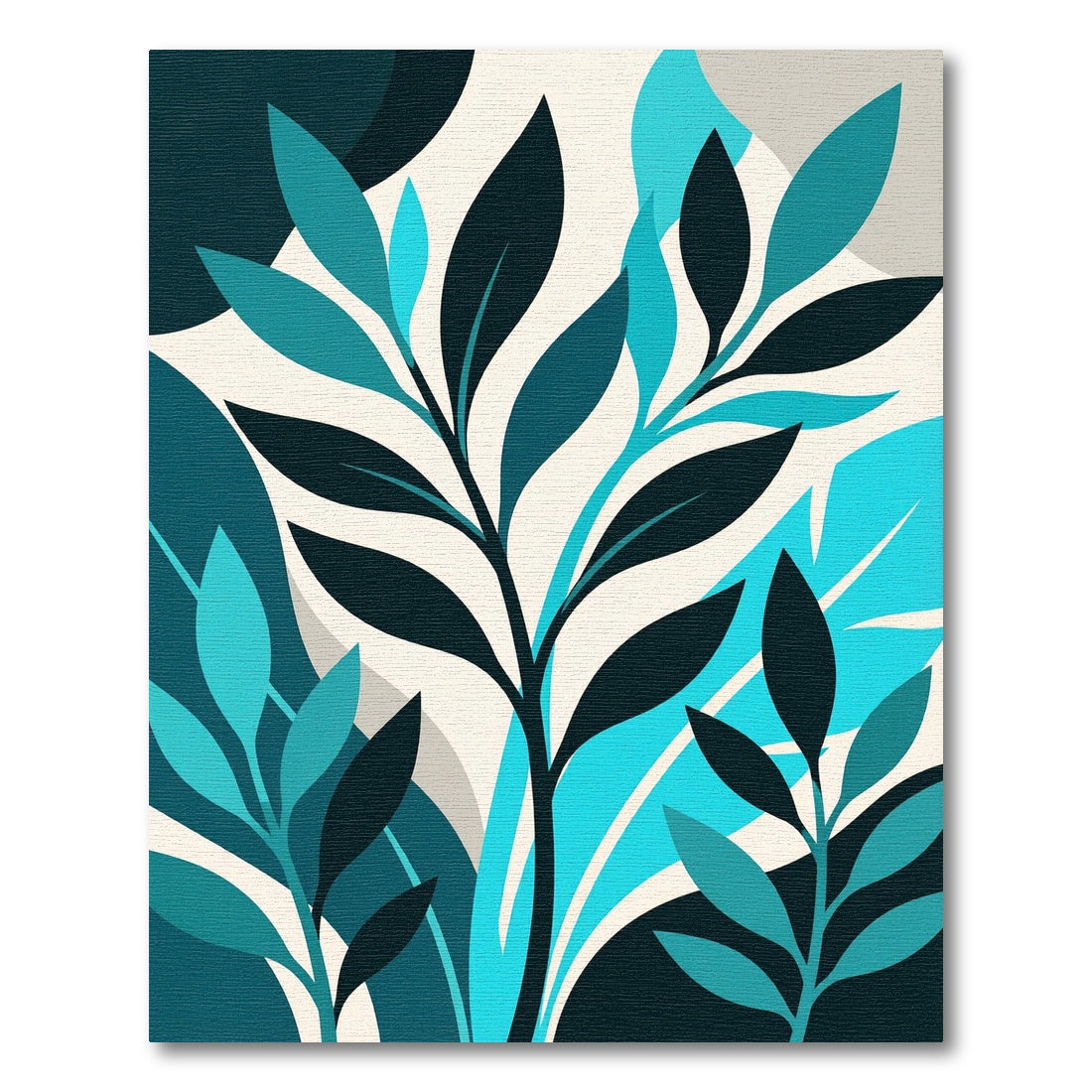 Modern Teal Botanical Abstract Leaf Rug