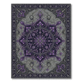 Elegant Violet Floral Medallion Charcoal Tapestry Rug