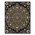 Elegant Gold Floral Mandala Midnight Rug