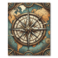 Vintage Golden Compass World Map Rug