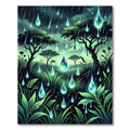 Luminous Glowing Raindrop Forest Landscape Rug