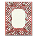 Coral Interlocking Geometric Framed Rug