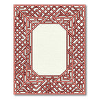 Coral Interlocking Geometric Framed Rug