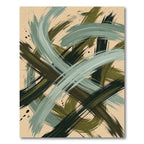 Abstract Olive Strokes Brushwork Rug
