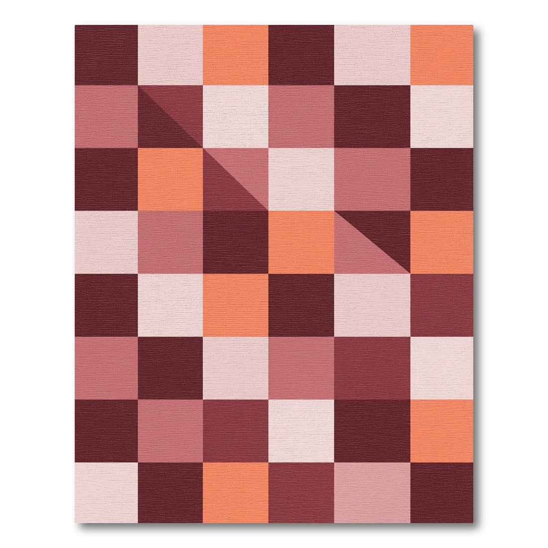 Terracotta Peach Geometric Blocks Rug