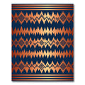 Copper Metallic Geometric Boho Diamond Navy Rug
