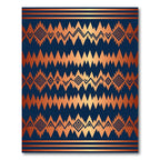 Copper Metallic Geometric Boho Diamond Navy Rug