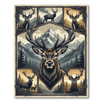 Rustic Majestic Elk Mountain Panel Art Rug