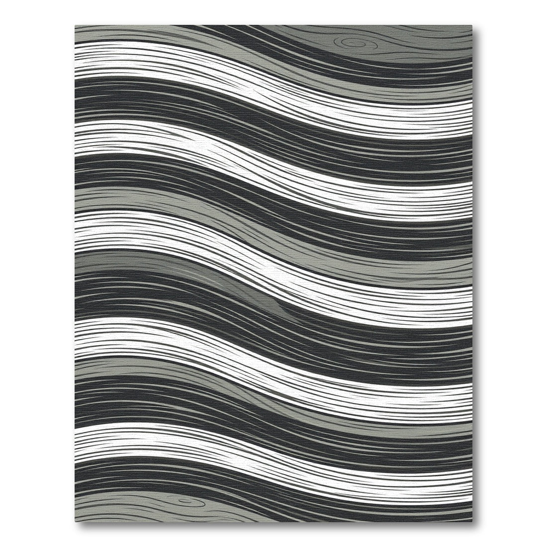 Minimalist Gray and White Wavy Texture Rug