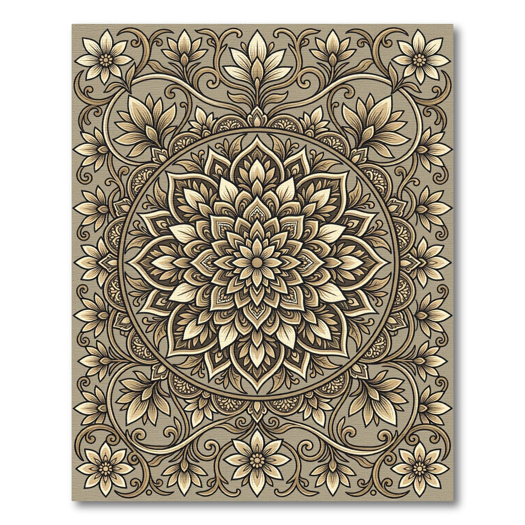 Golden Floral Mandala Serenity Rug