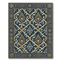 Elegant Navy Gold Damask Scroll Rug