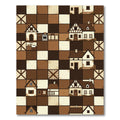 Tudor Village Chessboard Homes Cozy Brown Rug