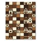 Tudor Village Chessboard Homes Cozy Brown Rug