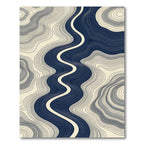 Abstract Navy Blue Wavy Contour Lines Rug