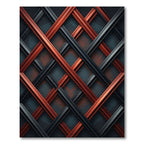 Modern Crimson and Charcoal Geometric Interwoven Axis Rug